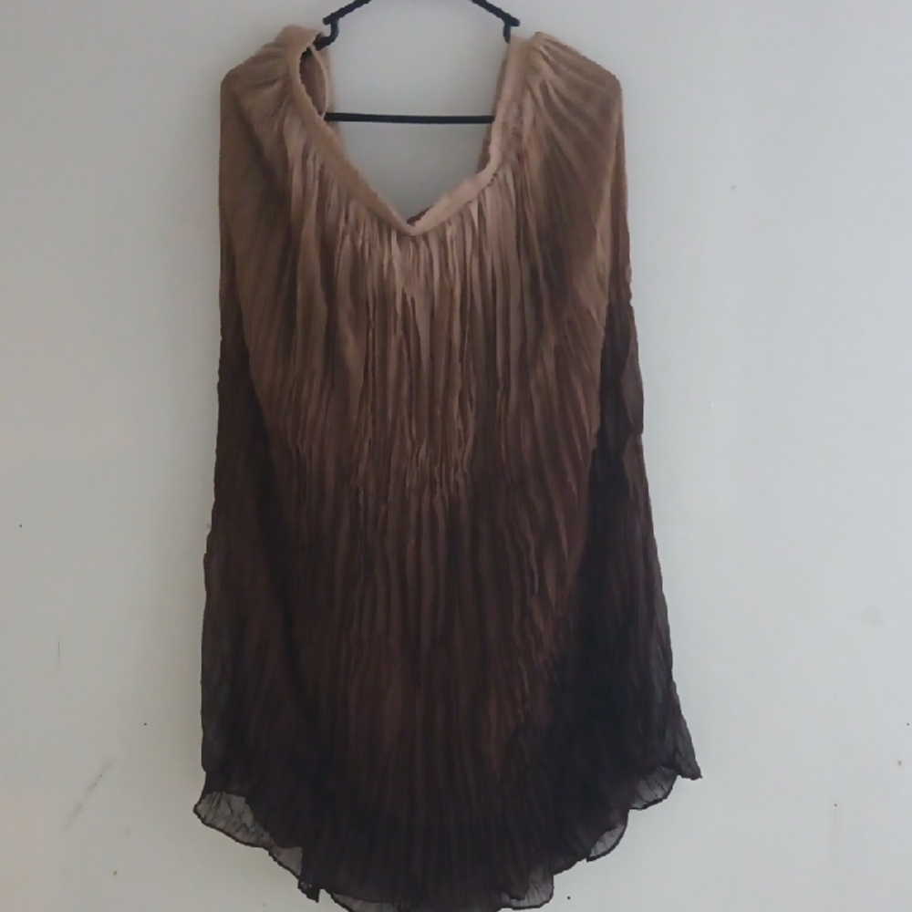 Brown Ombre Pleated Dress